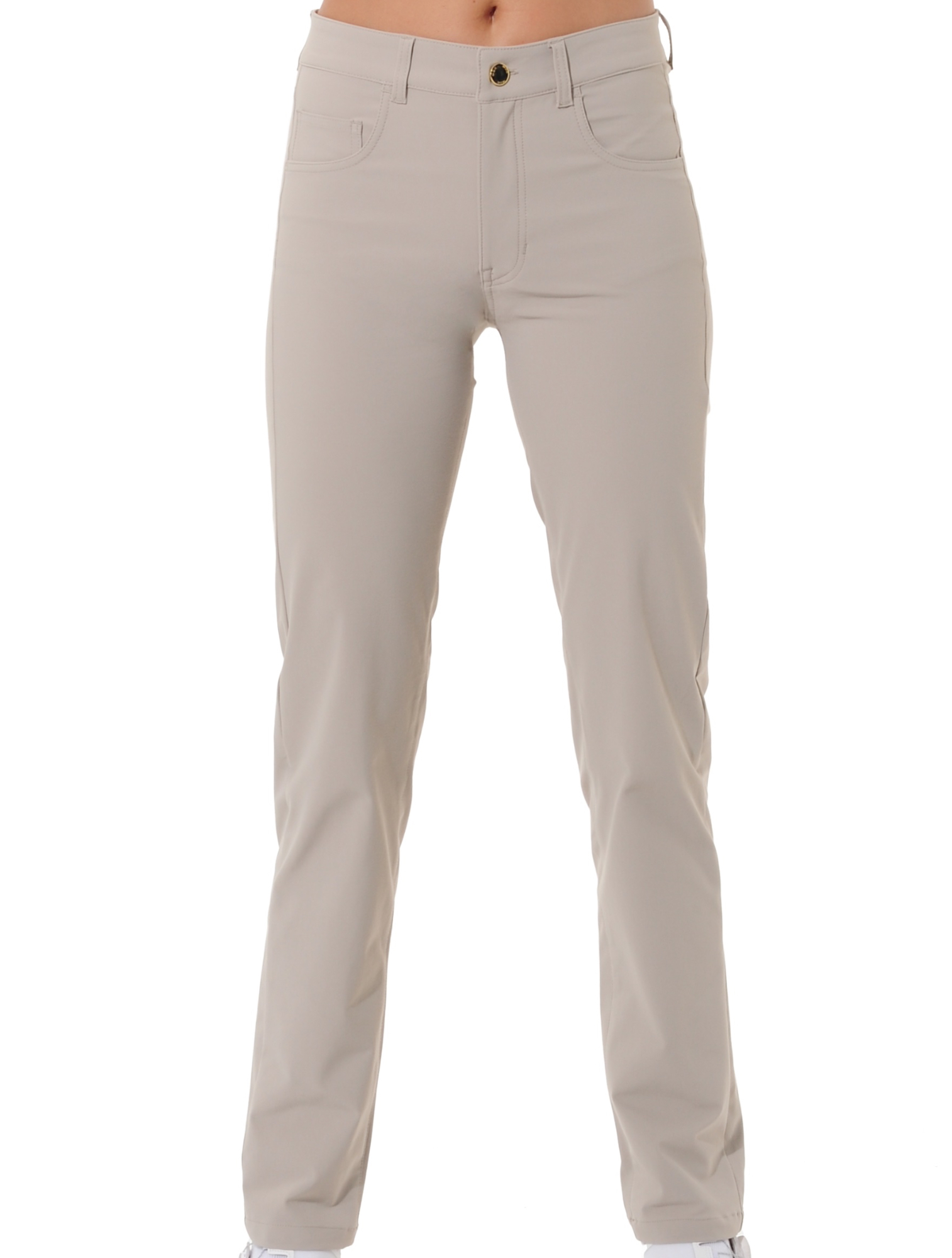 4way stretch long straight cut pants light taupe