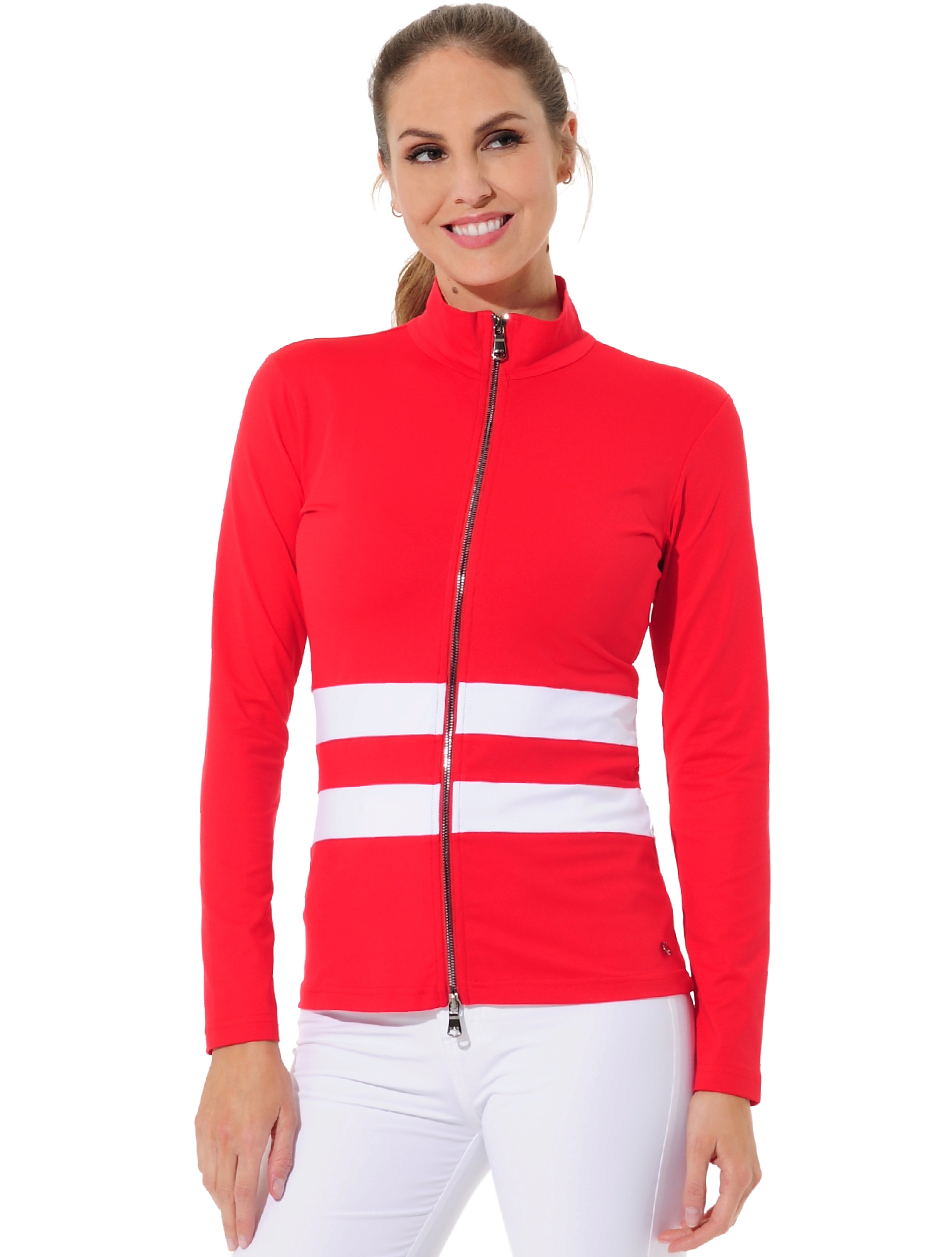 Jersey full zip midlayer red/white 