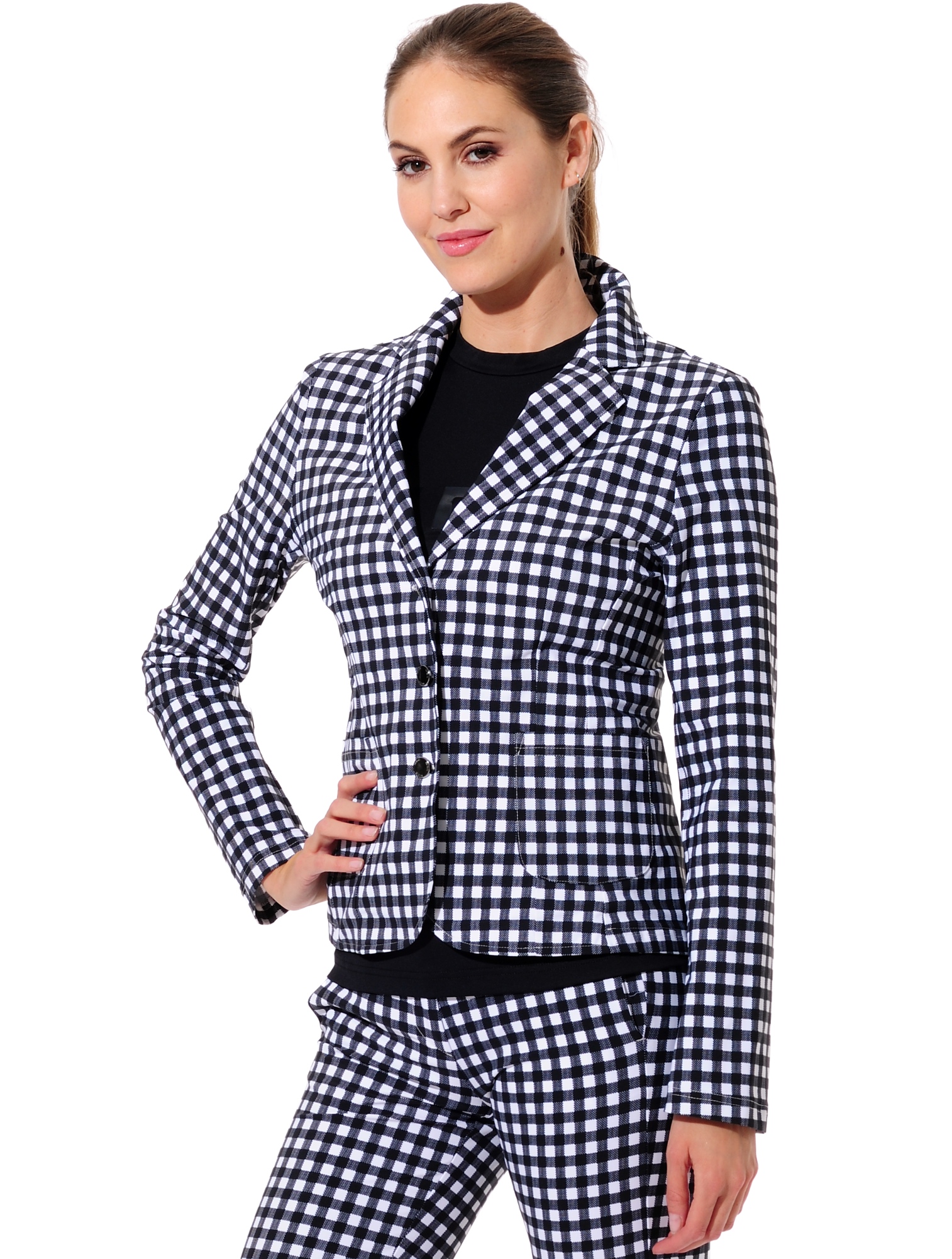 Squares print blazer black/white 