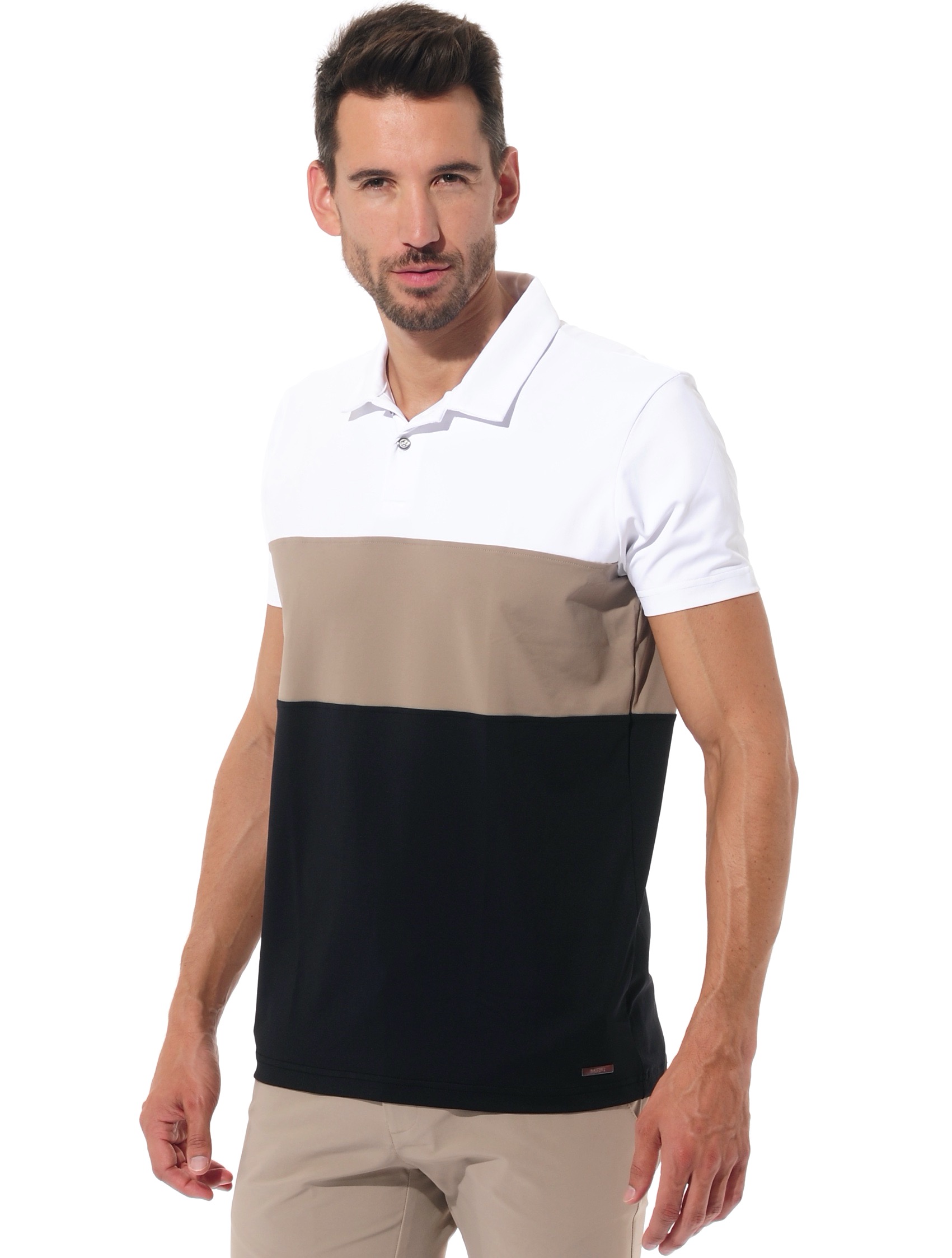 Golf Poloshirt black/taupe/white