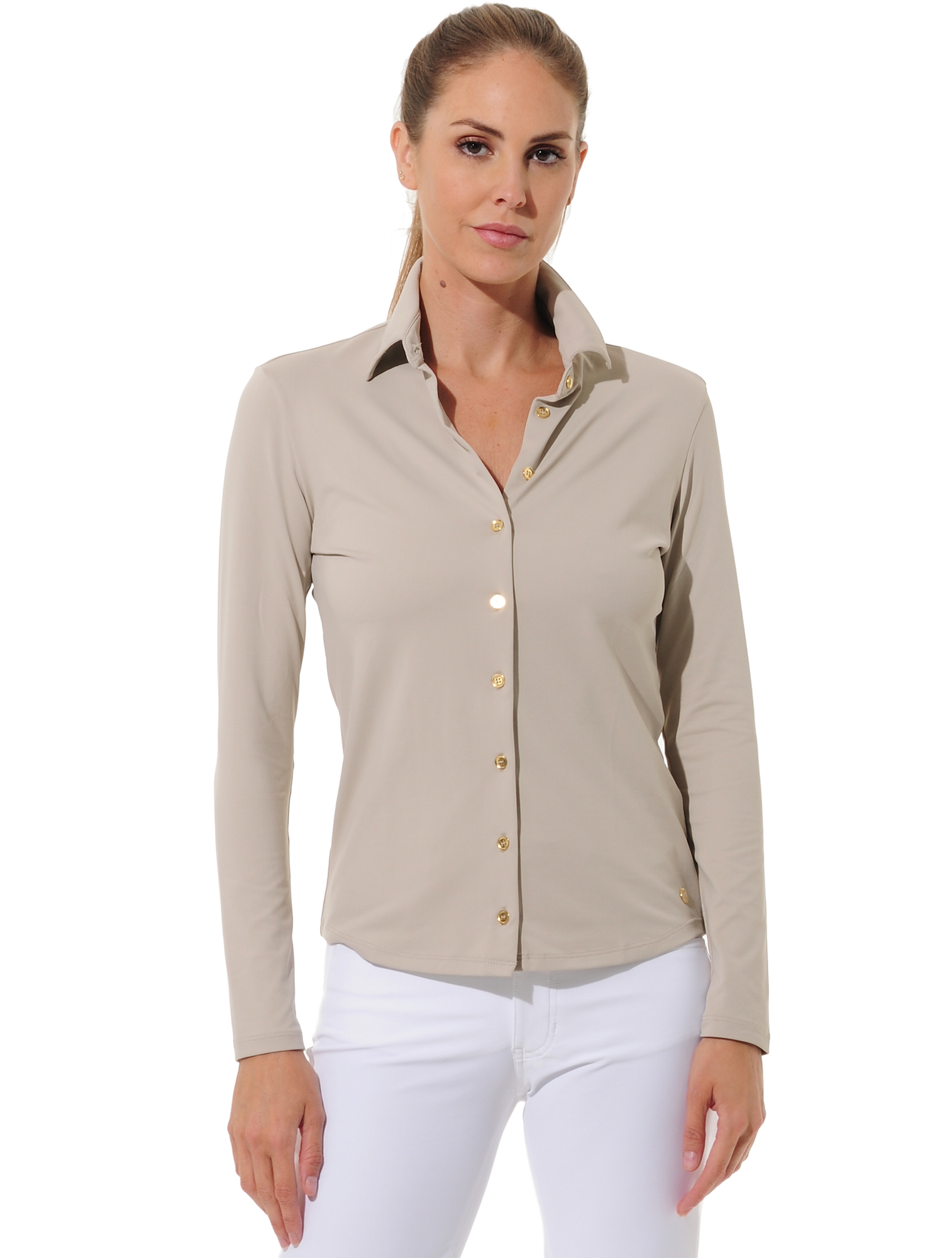 Jersey golf polo shirt light taupe