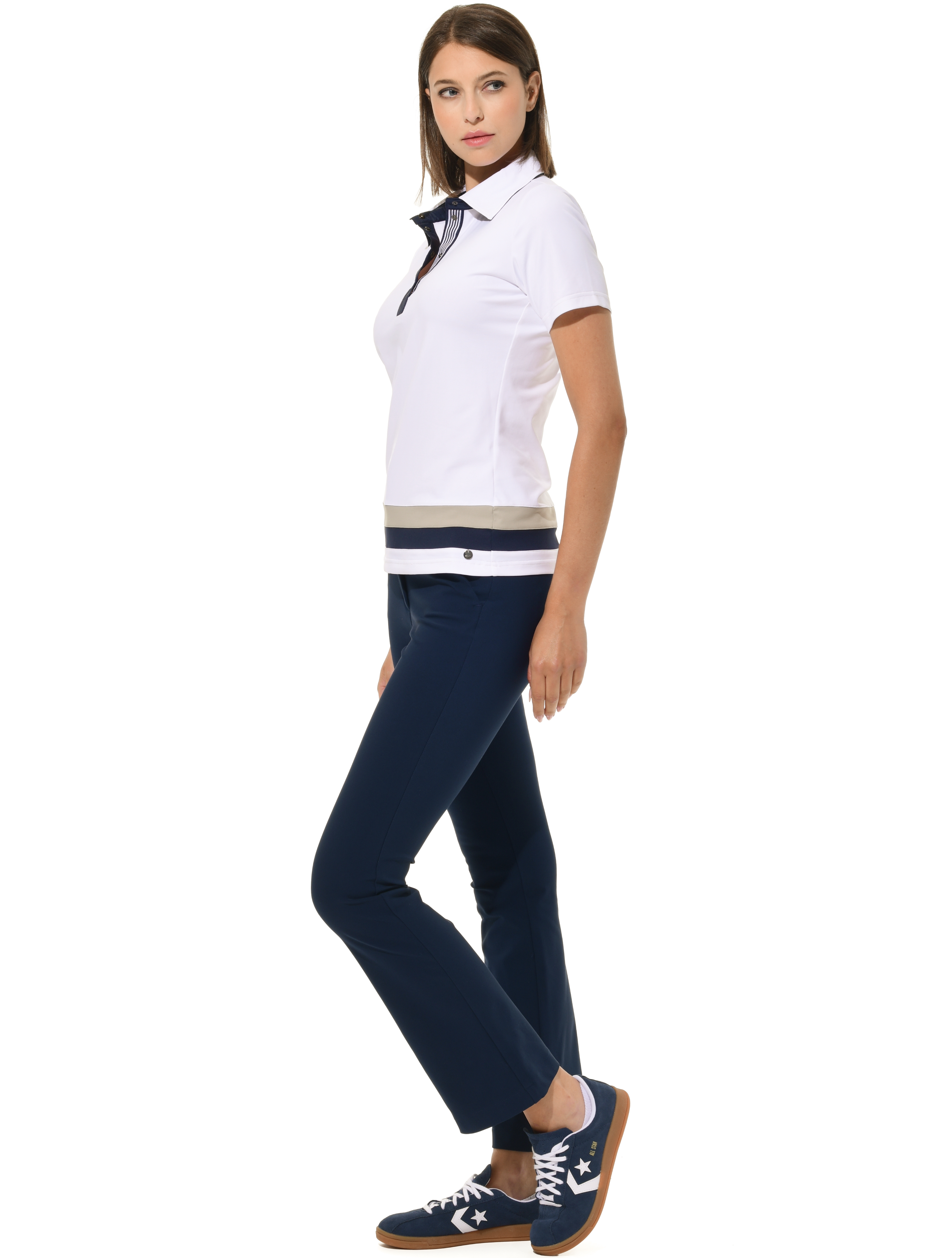 Bi-Stretch Gabardine Flared Chinos navy